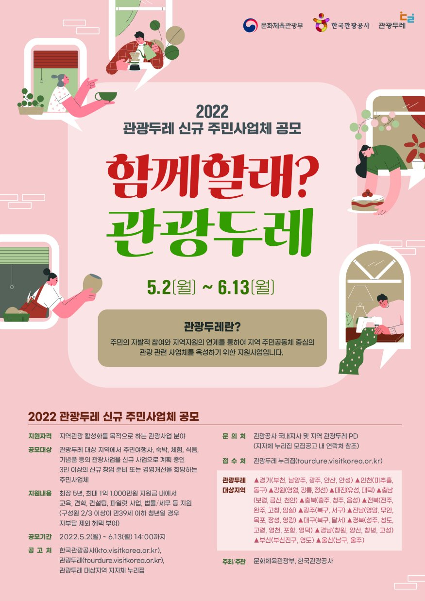 [한국관광공사] 2022 관광두레 주민사업체 모집 포스터.jpg